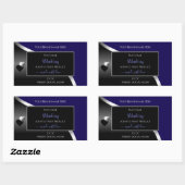 Bleu foncé Noir Wavy Coeurs d'argent Étiquettes de (Feuille)