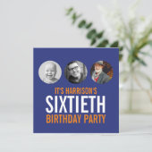 Bleu foncé orange 60ème photo invitation anniversa (Debout devant)