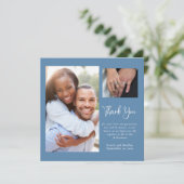 Bleu foncé photo Carte de remerciements minimal (Debout devant)