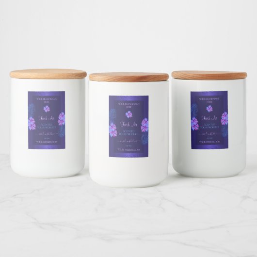 Bleu foncé Produit Étiquettes Fleurs violettes exo (Bouteilles)