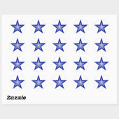 Bleu foncé Star sticker rond blanc (Feuille)