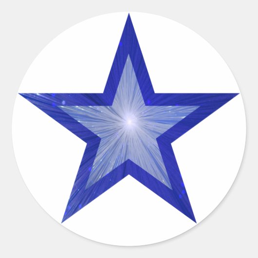 Bleu foncé Star sticker rond blanc (Devant)