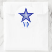 Bleu foncé Star VIP rond autocollant blanc (Sac)
