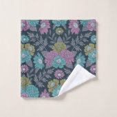 Bleu foncé, vert et violet (Gant de toilette)