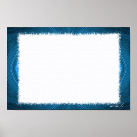 Bleu Fractal Bordure toile ou affiche (Devant)
