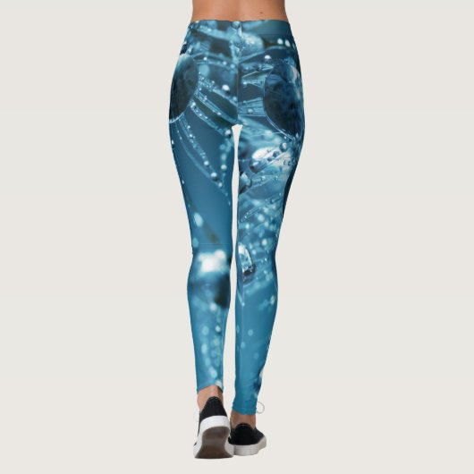 Bleu Fractal Réflectif Droplet Leggings (Dos)