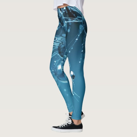 Bleu Fractal Réflectif Droplet Leggings (Gauche)