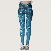 Bleu Fractal Réflectif Droplet Leggings (Devant)