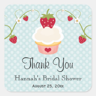 Bleu fraise Cupcake Favoriser Stickers Étiquette