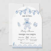 Bleu Français Bébé Bébé garçon douche Invitation (Devant)