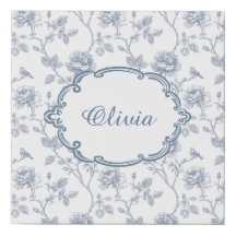 Bleu Français Toile de Chine Chinoiserie Fleurs No
