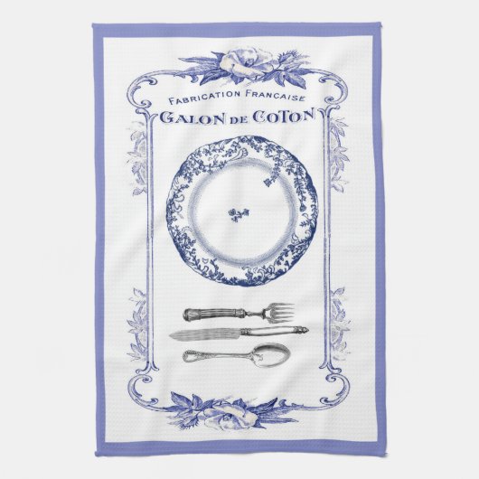 bleu français vintage de serviette de cuisine de (Vertical)