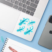 Bleu Gecko Lizard Dessin Sticker pour enfants (Ordinateur portable avec iPhone)