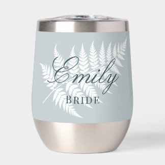 Bleu Glacé Blanc Fern Élégant Mariage Argent