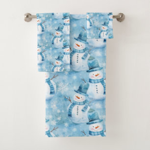 Bleu glacé mignon Snowman et Snowflakes