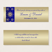 Bleu, Glitterie Or Flammes de neige Faveur de mari (Devant & derrière)