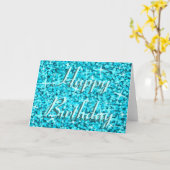 Bleu Glitz Texte du ruban de la carte d'anniversai (Fleur jaune)