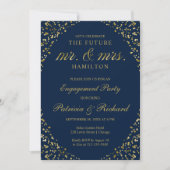 Bleu Gold Confetti Engagement Party Invitation (Devant)