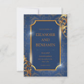 Bleu Gold Elegant Wedding Invitation (Devant)