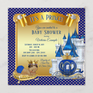 Bleu Gold Ethnic Prince Baby Shower Invitations