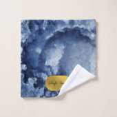 Bleu Gold Foil Crystals de mer Script de signature (Gant de toilette)
