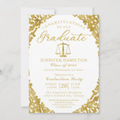 Bleu Gold Law School Graduation Party Invitation (Devant)