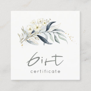 Bleu Gold Leafy Botanique Floral Certificat cadeau