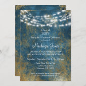 Bleu Gold Lights Graduation Party Invitation (Devant / Derrière)