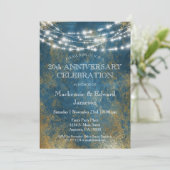 Bleu Gold Lumières Anniversaire Fête Invitation (Debout devant)