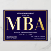Bleu Gold MBA Graduation Foil Invitation (Recto)