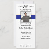 Bleu & Gold School Graduation Invitations (Devant)