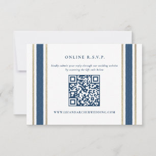Bleu Gold Stripe Mariage nautique en ligne RSVP