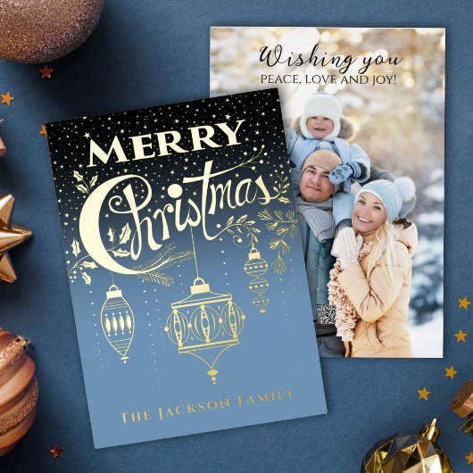 Bleu Gold Typographie Foil Invitation