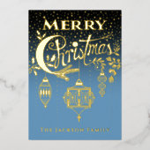 Bleu Gold Typographie Foil Invitation (Recto)