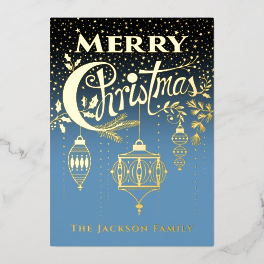 Bleu Gold Typographie Foil Invitation (Recto)