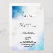 Bleu Golden Wedding Invitations (Devant / Derrière)