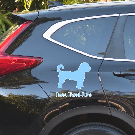 Bleu Goldendoodle chien autocollant, Sticker en vi (Coté voiture)