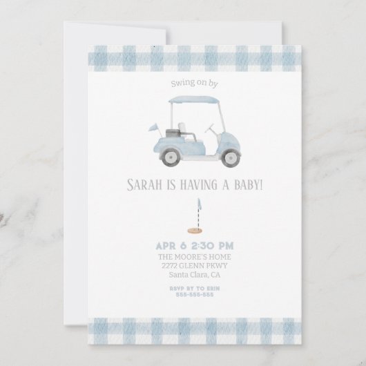 Bleu Golf Panier baby shower Invitation (Devant)