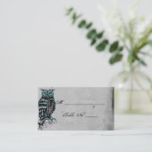 Bleu gothique Chouette Posh Mariage Cartes de lieu (Debout devant)