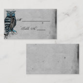 Bleu gothique Chouette Posh Mariage Cartes de lieu (Devant / Derrière)