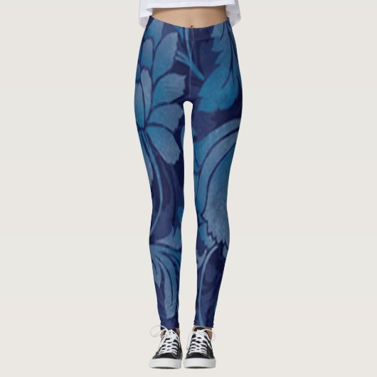 Bleu gracieux Leggings floraux (Devant)