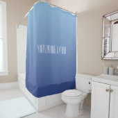 Bleu Gradient texte personnalisé rideau de douche (En situation)