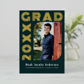 Bleu Graduate Foil Graduation Faire-part photo (Debout devant)