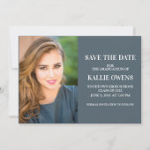 Bleu Graduation Enregistrer la date Faire-part Pho (Devant)