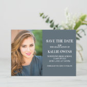 Bleu Graduation Enregistrer la date Faire-part Pho (Debout devant)