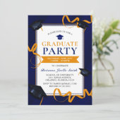 Bleu Graduation Grad Casquette Party Invitation (Debout devant)