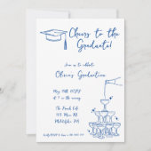 Bleu griffon Graduation Invitation faire-part (Devant)