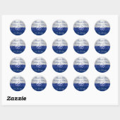 Bleu, Gris Argent Floral Mariage Favoriser Sticker (Feuille)