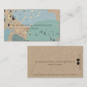 Bleu Gris Brush Strots Carte de visite papier Kraf (Devant / Derrière)