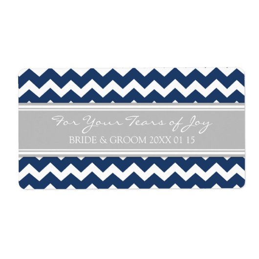 Bleu Gris Chevron Paquet de mariage Étiquettes (Devant)